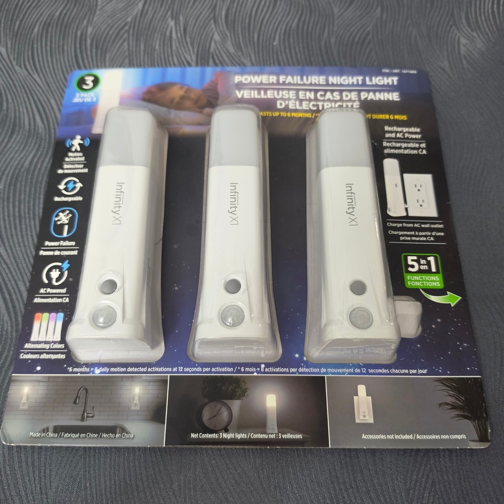 Infinity X1 Power Failure Night Light 3 Pack White Motion Activated 1671603